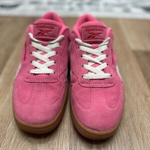 Reebok Coral Pink Suede Sneakers with White Laces